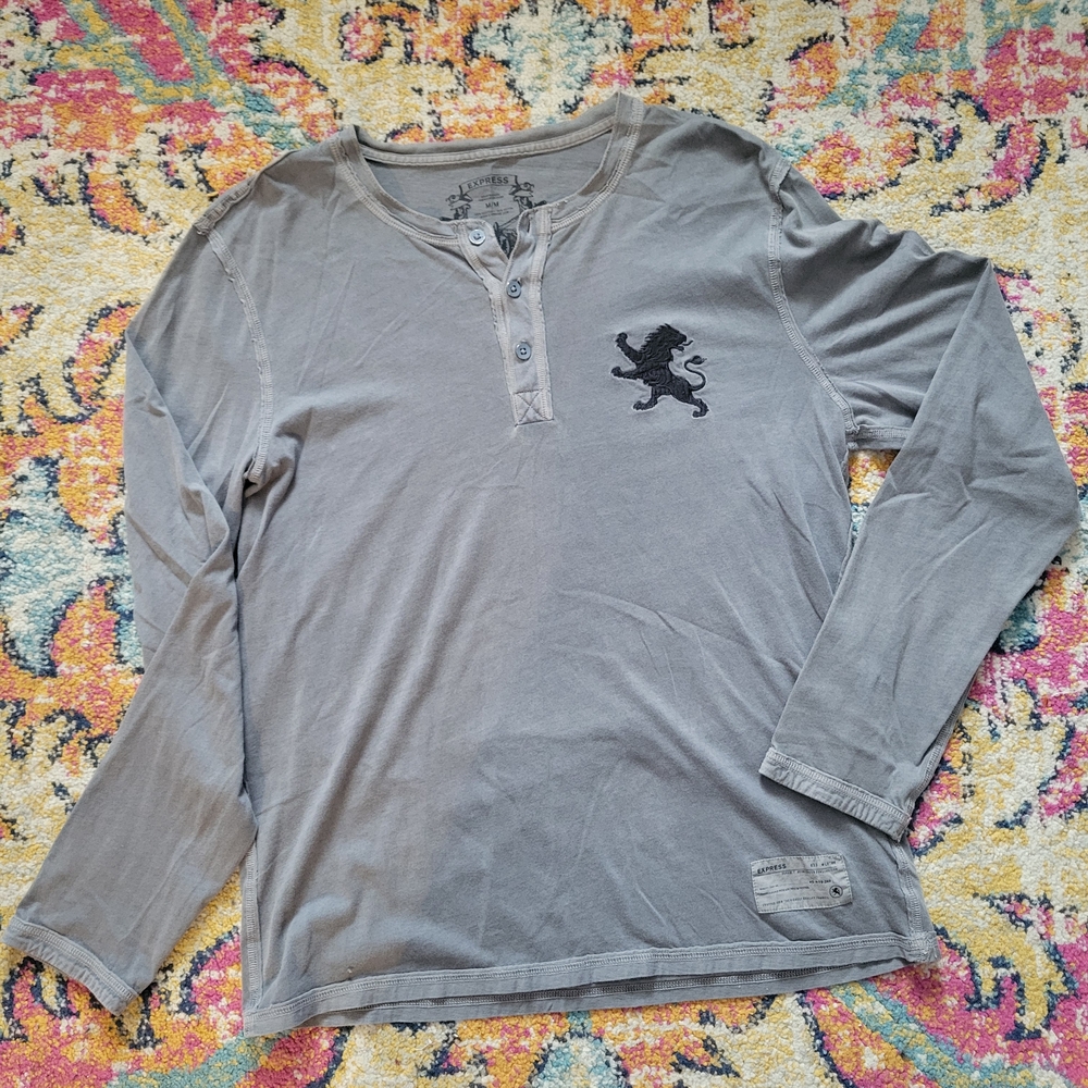 EXPRESS Men's Gray Henley Shirt